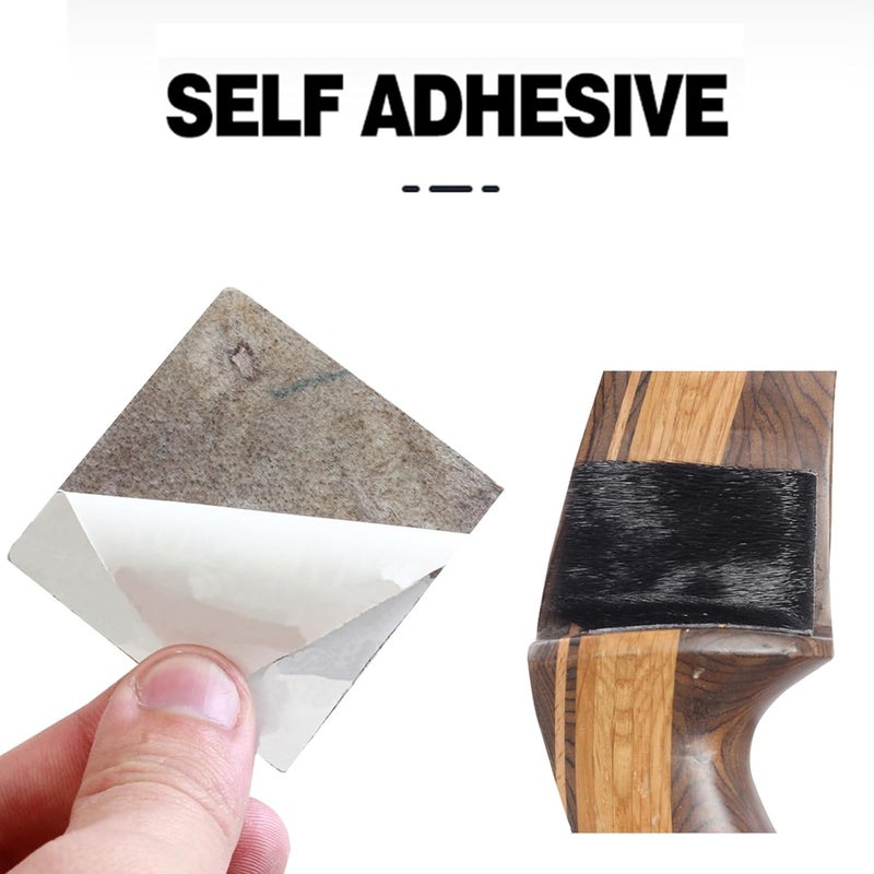 SP.G Archery Hair Arrow Rest - 4 Packs All-Natural Fur Adhesive Shelf Rests Leather Plates Stick-ON Traditional Bow Rest for Longbow Recurve Bow Outdoor Hunting Shooting Practice - Image 5